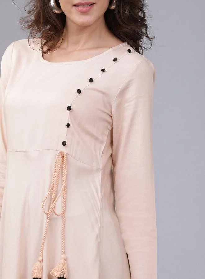 Vishudh Button Detail Tassel Detail A Line Maxi Kurta by Styli