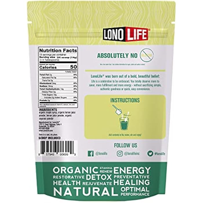 LonoLife Cleanse Co- Master Cleanse Lemonade - Detox Lemonade Diet Powder - Organic, Gluten-Free - 8 oz Bulk Package- 15 Servings - Image 2