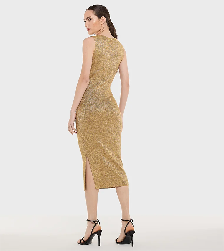 بي سي بي جي BCBG Cutout Midi Dress With Lurex