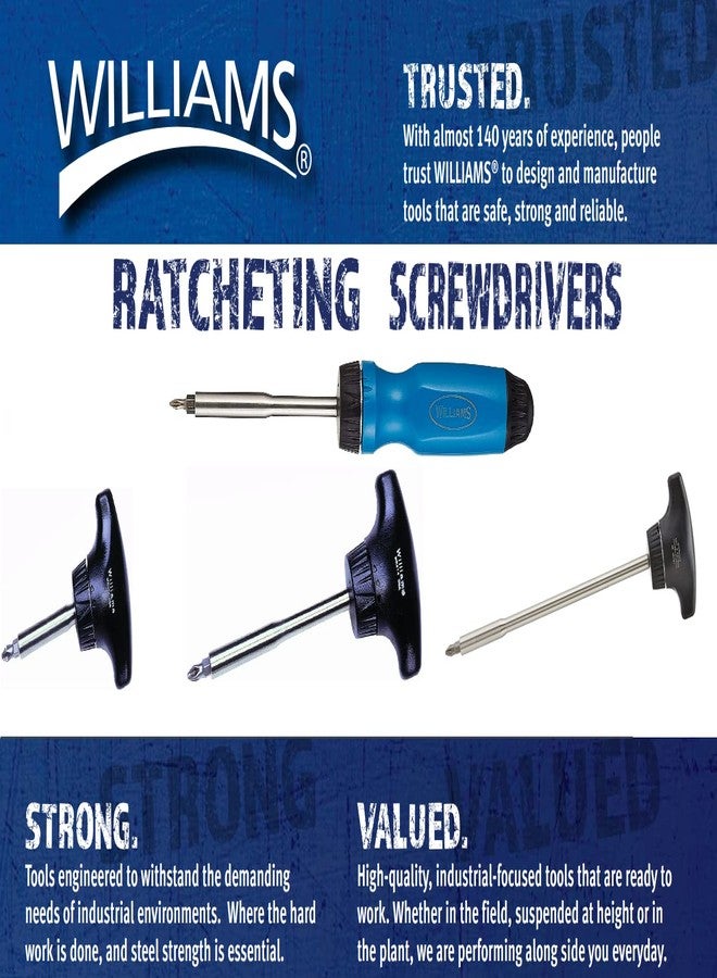 Williams WRST4 Ratcheting Screwdriver, Comfort Grip T-Handle, 3-7/8-Inch - Image 2