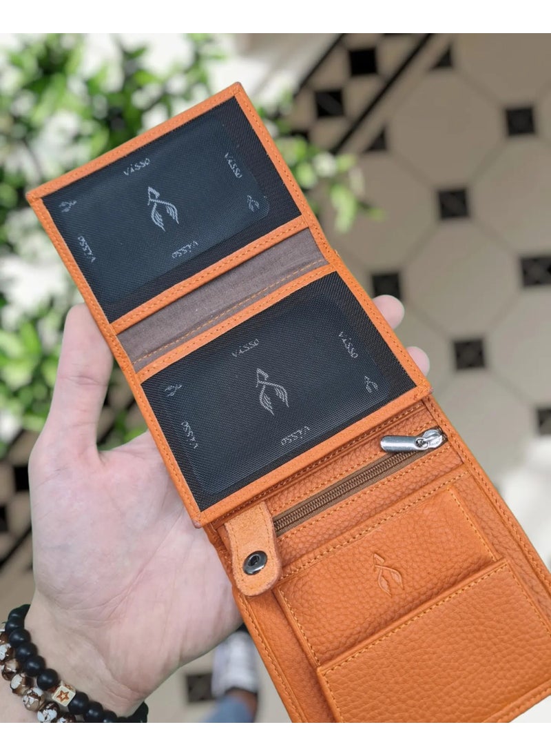 VISSO - 112 Leather Wallet Personalized Women Men External Lock Snap Zipper Bag - Image 1