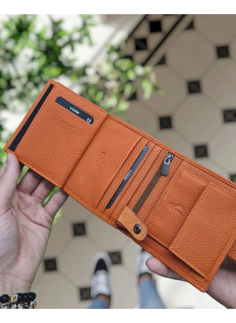 VISSO - 112 Leather Wallet Personalized Women Men External Lock Snap Zipper Bag - Image 1