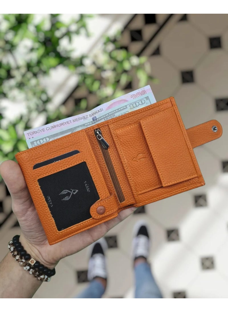 VISSO - 112 Leather Wallet Personalized Women Men External Lock Snap Zipper Bag - Image 1