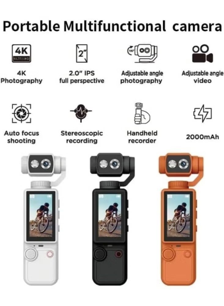 ACLIX Q-8 4K Ultra HD Pocket Vlog Camera – 1-Inch Sensor, 3-Axis Gimbal Stabilizer, Portable Mini Camera for Vlogging, Travel & Content Creation - Image 3