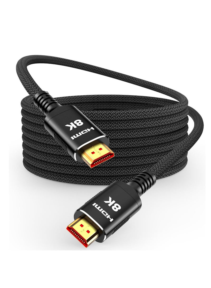 كابل HDMI ألياف ضوئية 2.1 بطول 20 متر (65 قدم) – سرعة فائقة 48 جيجابت/ثانية، كابل مضفر يدعم 8K@60Hz، 4K@120Hz، 144Hz، 3D، eARC، HDR10، وHDCP 2.2 و2.3  - Image 1