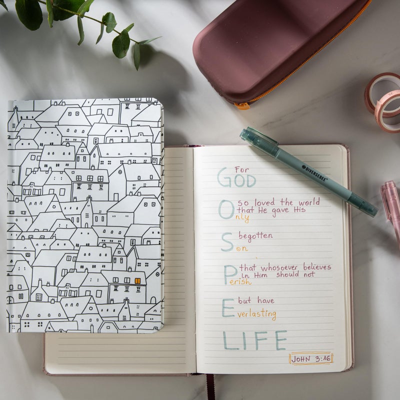 DIVERSEBEE Hardcover Lined Journal Notebook, Medium A5 (5.8 x 8.3 inches), 192 Pages, Thick Paper, Aesthetic Journals for Writing, Office School Bible Journaling Supplies (City on a Hill) - Image 5