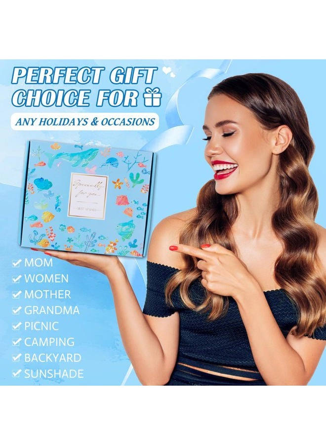Beferr بطانية شاطئ مقاومة للماء 79" × 83" مضادة للرمال، حقائب شبكية للشاطئ، مروحة محمولة USB، هدايا عيد ميلاد أساسية للعطلات للسيدات والأصدقاء والأخوات والزوجات قبل السفر إلى الشاطئ والتخييم - Image 2
