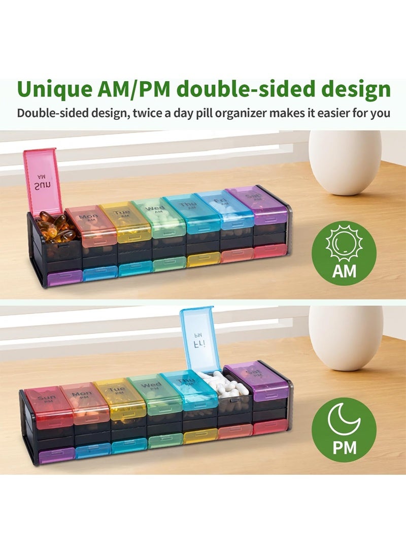 lebonaer Extra Large Pill Organizer- XXL Pill Box 7 Day - Weekly Pill Organizer with AM PM Large Compartments Big Pill Case for Supplements Jumbo Pill Holder for Vitamins Huge Medicine Organizer 2 Times a Day - Image 5