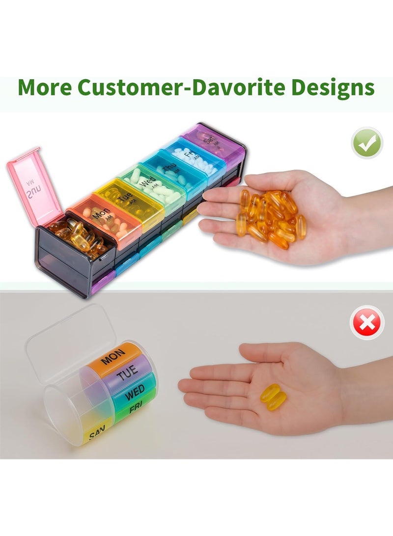 lebonaer Extra Large Pill Organizer- XXL Pill Box 7 Day - Weekly Pill Organizer with AM PM Large Compartments Big Pill Case for Supplements Jumbo Pill Holder for Vitamins Huge Medicine Organizer 2 Times a Day - Image 4