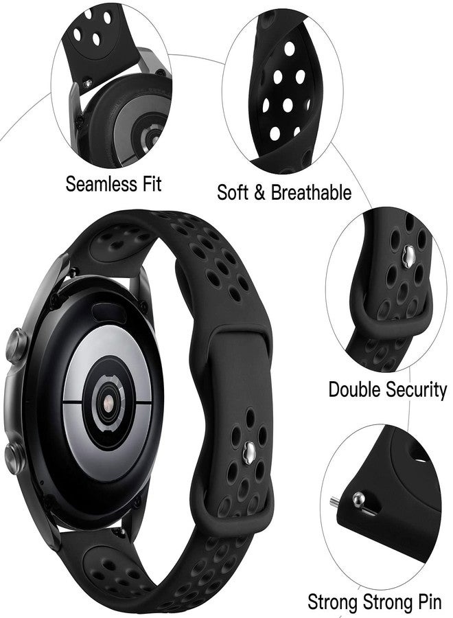 Easuny Sport Band Compatible for Samsung Galaxy Watch 3 45mm/Galaxy Watch 46mm /Gear S3 Frontier，22mm Quick Release Silicone Breathable Watch Strap Accessories, Black/Black L - Image 3