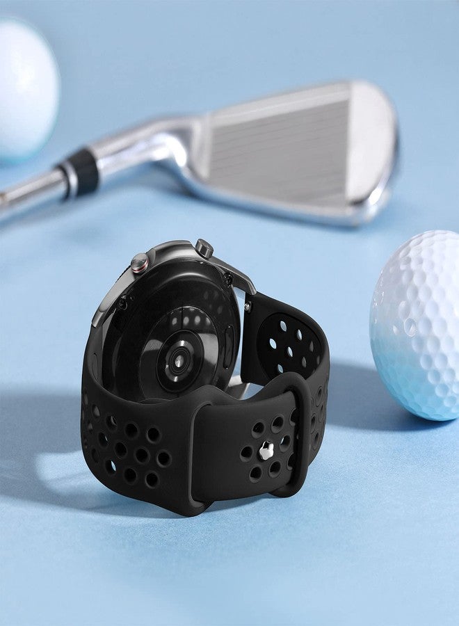 Easuny Sport Band Compatible for Samsung Galaxy Watch 3 45mm/Galaxy Watch 46mm /Gear S3 Frontier，22mm Quick Release Silicone Breathable Watch Strap Accessories, Black/Black L - Image 4