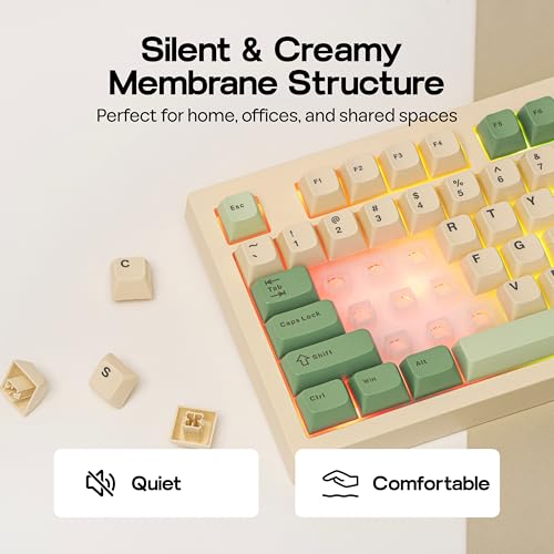 MechLands Aula S102 Membrane Gaming Keyboard with Number Pad, 100% Full Size Layout, USB-C Wired, RGB Backlit, Creamy Silicone Structure, Silent Keyboard for PC Game/Office (Yellow) - Image 4