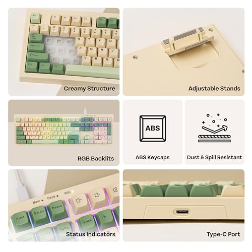 MechLands Aula S102 Membrane Gaming Keyboard with Number Pad, 100% Full Size Layout, USB-C Wired, RGB Backlit, Creamy Silicone Structure, Silent Keyboard for PC Game/Office (Yellow) - Image 3