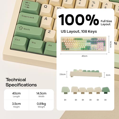 MechLands Aula S102 Membrane Gaming Keyboard with Number Pad, 100% Full Size Layout, USB-C Wired, RGB Backlit, Creamy Silicone Structure, Silent Keyboard for PC Game/Office (Yellow) - Image 5