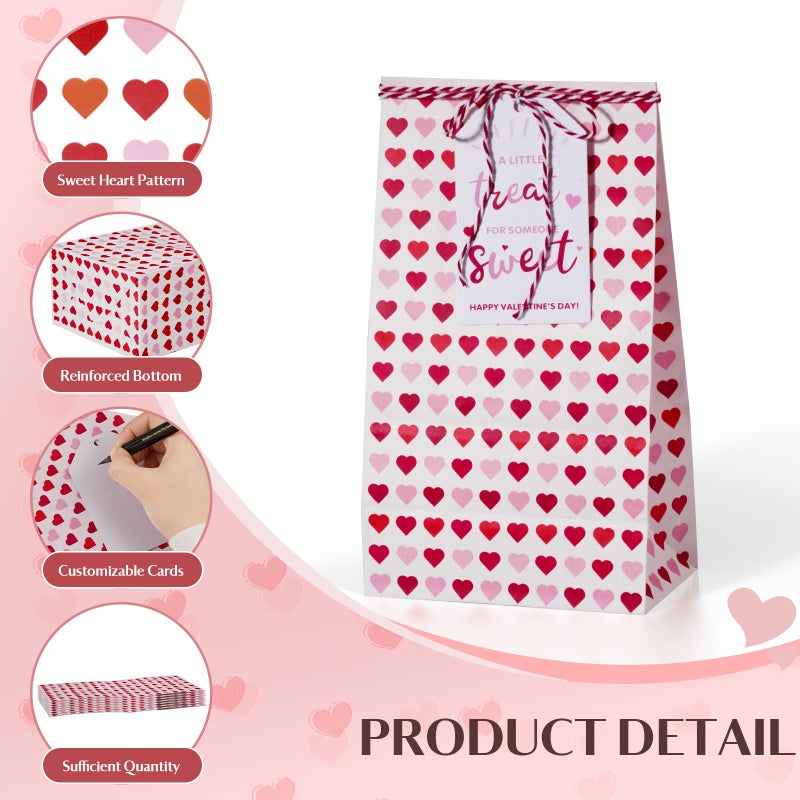 AISunGoo 30 Pcs Valentines Day Gift Bags with Cards for Kids Classroom Parties, Paper Treat Bags for Valentines Party Favors - Image 3