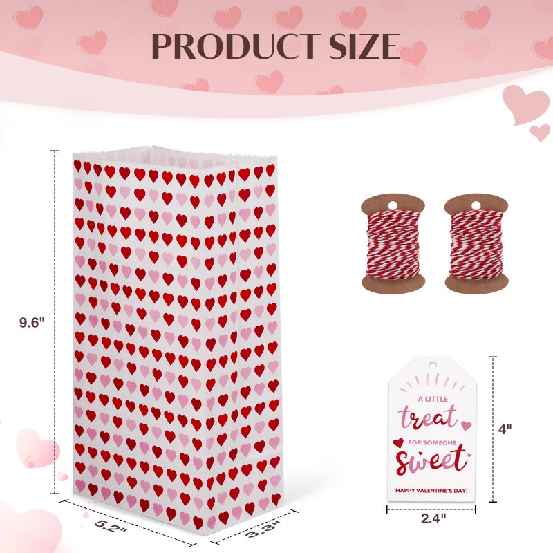 AISunGoo 30 Pcs Valentines Day Gift Bags with Cards for Kids Classroom Parties, Paper Treat Bags for Valentines Party Favors - Image 2