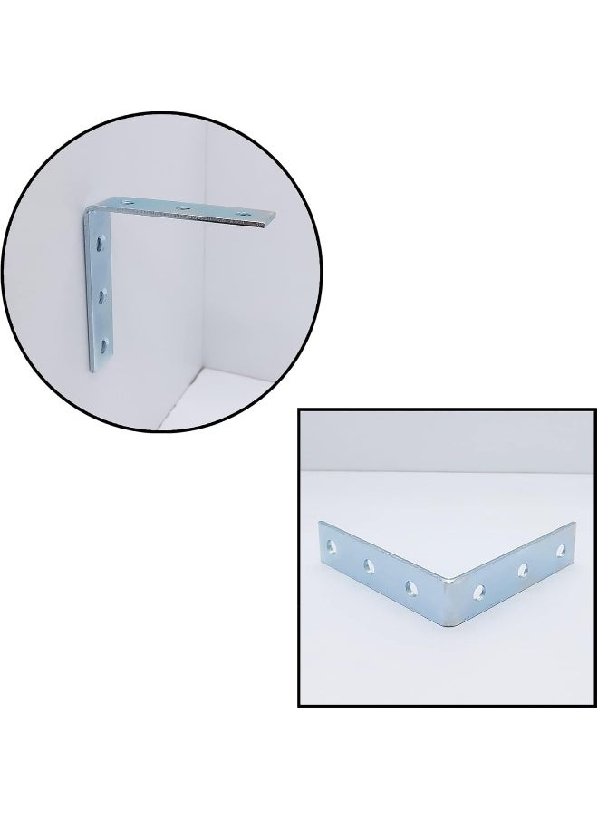 Poaker Poaker Galvanized L-Shaped Corner Bracket with Screws for Solid Shelf Support, Timber Joining, Fixing & Repair - Ideal for Furniture Reinforcement and Home DIY Projects (3 INCH, 4 PCS)  - Image 5