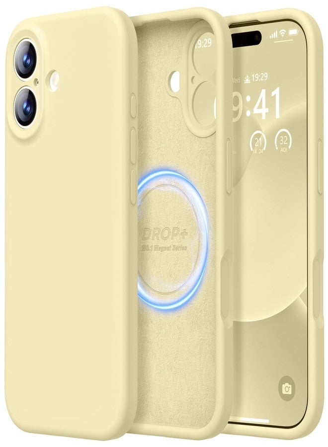 LOVE 3000 جراب LOVE 3000 مصمم خصيصًا لهاتف iPhone 17، مصنوع من السيليكون الفاخر [متوافق مع Magsafe] [بطانة داخلية ناعمة من الألياف الدقيقة المقاومة للخدش] جراب حماية مقاوم للصدمات للرجال والنساء، مقاس 6.3 بوصة، لون أصفر كريمي - Image 1