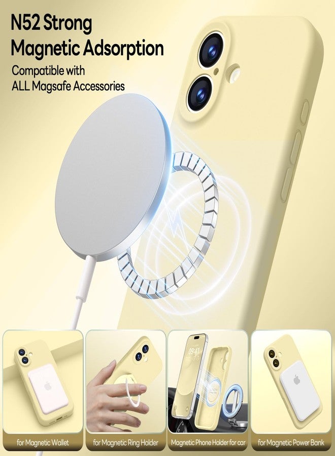 LOVE 3000 جراب LOVE 3000 مصمم خصيصًا لهاتف iPhone 17، مصنوع من السيليكون الفاخر [متوافق مع Magsafe] [بطانة داخلية ناعمة من الألياف الدقيقة المقاومة للخدش] جراب حماية مقاوم للصدمات للرجال والنساء، مقاس 6.3 بوصة، لون أصفر كريمي - Image 2
