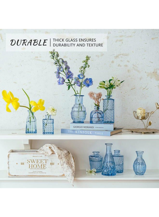 SUPMIND 16pcs Glass Bud Vase Set, Small Blue Flower Vases for Centerpieces in Bulk, Mini Vintage Vase for Wedding, Home Decor, Table Decoration - Image 4