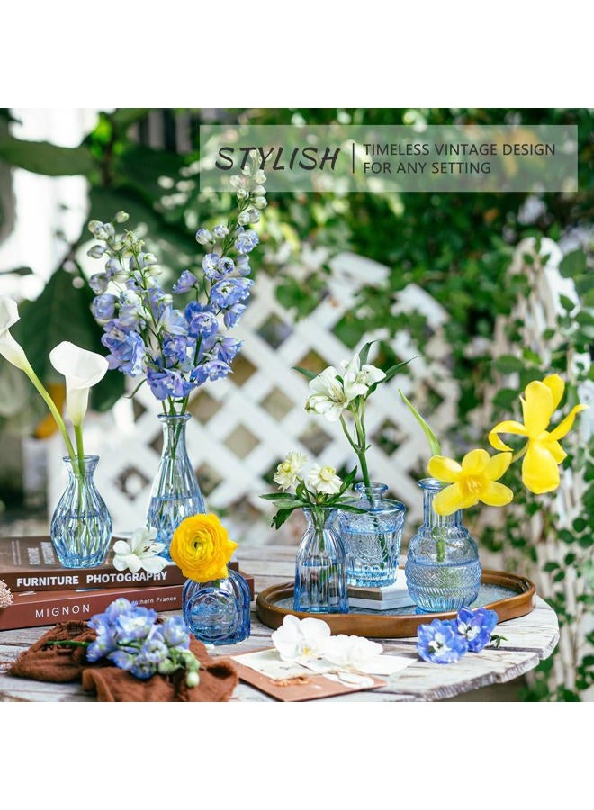 SUPMIND 16pcs Glass Bud Vase Set, Small Blue Flower Vases for Centerpieces in Bulk, Mini Vintage Vase for Wedding, Home Decor, Table Decoration - Image 5