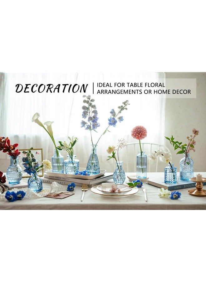 SUPMIND 16pcs Glass Bud Vase Set, Small Blue Flower Vases for Centerpieces in Bulk, Mini Vintage Vase for Wedding, Home Decor, Table Decoration - Image 3