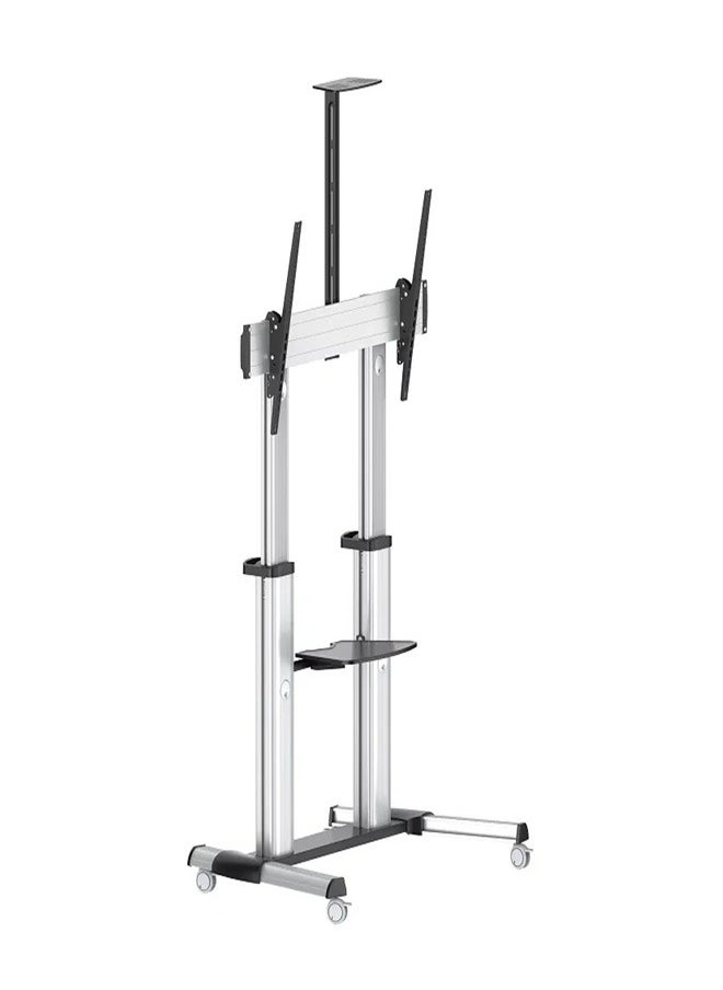 Skill Tech SH 666TW Large Screen Telescopic Height Adjustable Aluminium TV Cart for 60–100 Inch Screens, VESA 1000x600, Max Load 100kg – Heavy Duty Rolling TV Stand  Black  - Image 2