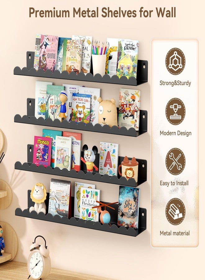 Gattlukd Floating Shelves for Wall, 17 Inch Metal Nursery Book Shelves 4 Pack, Wall Mounted Book Shelf for Kids Room, Bedroom, Bathroom, Playroom Decor - Image 3