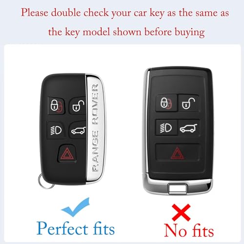 SHOPOFLUX TPU Car Key Cover Compatible for Jaguar & Range Rover Evoque Velar Discovery LR4 Land Rover Sport XF XJ XE F-PACE F-Type 5 Button Smart Key - Black - Image 4