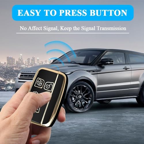 SHOPOFLUX TPU Car Key Cover Compatible for Jaguar & Range Rover Evoque Velar Discovery LR4 Land Rover Sport XF XJ XE F-PACE F-Type 5 Button Smart Key - Black - Image 2