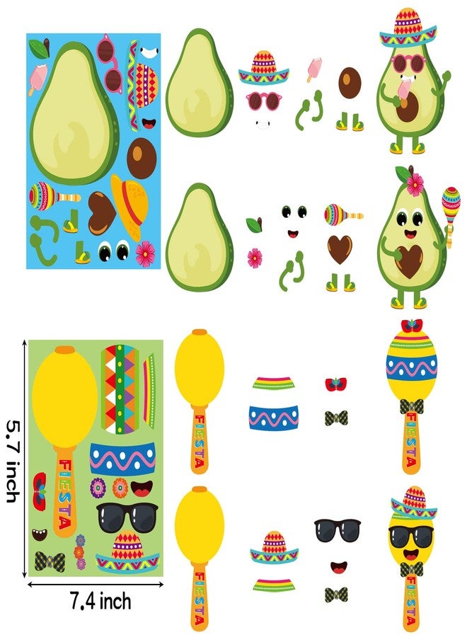 Haooryx 36Pcs Make Your Own Fiesta Stickers Sheet, Make a Face Stickers Game Mexican Fiesta Cinco De Mayo Taco Sticker Mix and Match Cactus Sticker for Kids Birthday Party Favor Gift Art Craft Rewards - Image 2