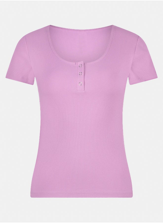 hunkemoller Henley Short Sleeved Pyjama Top  - Image 1