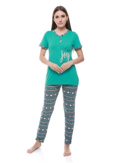 Women Pajama Set With Half Sleeves And Printed Photo