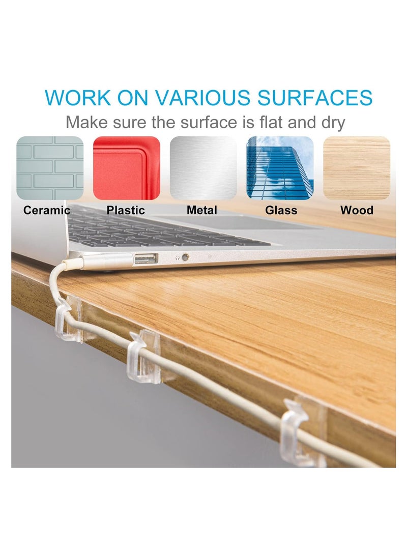 مشابك كابلات لاصقة شفافة 50 قطعة صغيرة 8 مم، حامل سلك حائط لتنظيم الكابلات، مشبك إدارة الكابلات تحت المكتب، خطاف شفاف خفيف للإضاءة الخارجية - Image 4