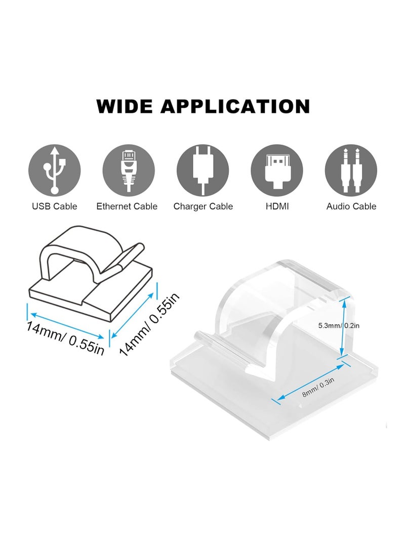 مشابك كابلات لاصقة شفافة 50 قطعة صغيرة 8 مم، حامل سلك حائط لتنظيم الكابلات، مشبك إدارة الكابلات تحت المكتب، خطاف شفاف خفيف للإضاءة الخارجية - Image 2