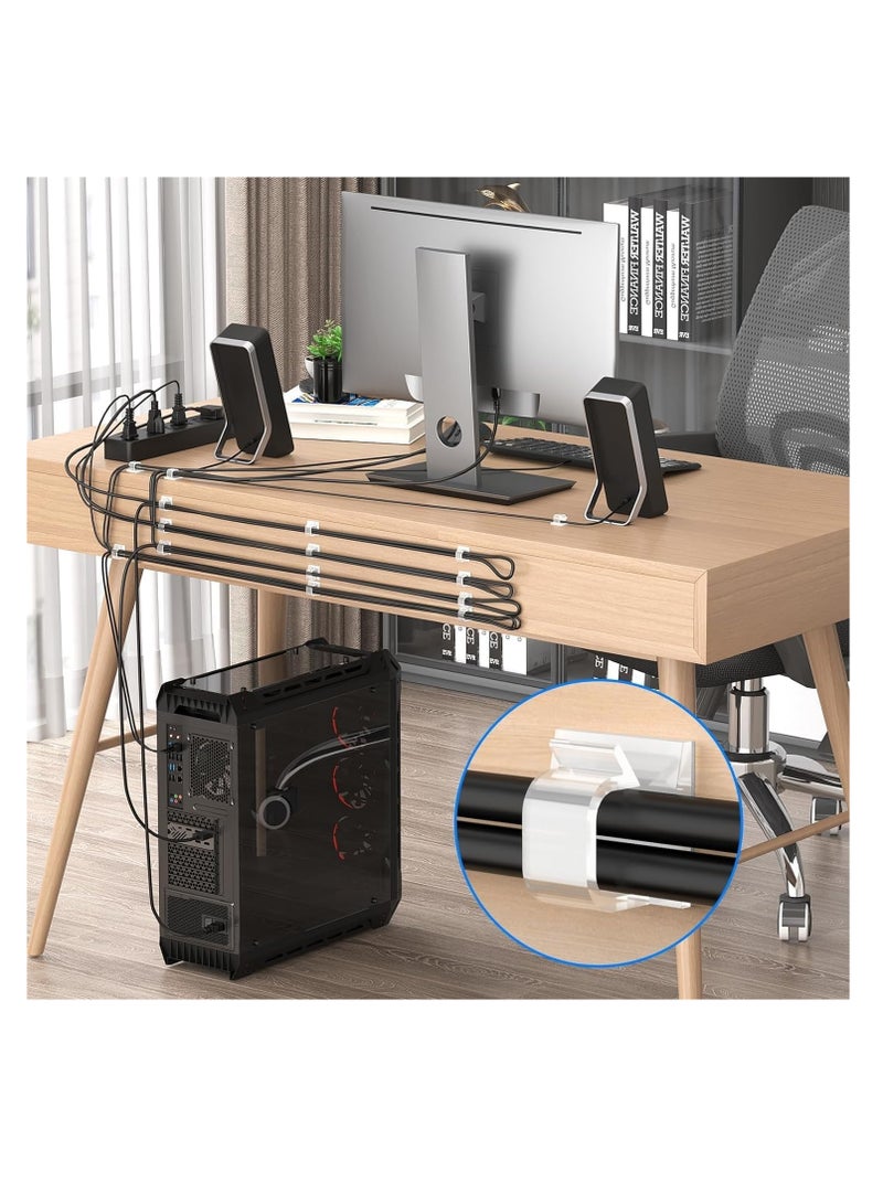 مشابك كابلات لاصقة شفافة 50 قطعة صغيرة 8 مم، حامل سلك حائط لتنظيم الكابلات، مشبك إدارة الكابلات تحت المكتب، خطاف شفاف خفيف للإضاءة الخارجية - Image 5