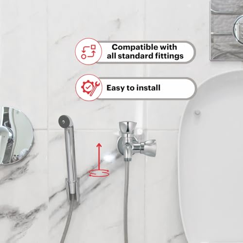 Johnson Bathrooms Johnson Anmol 2 in 1 Brass Bib Faucet, Chrome Plated, Rust-Corrosion Free, Wall Mount Bib Cock for Bathrooms, Kitchens, Gardens, Bib Cock with Flange, White Chrome Colour Faucet - Image 2