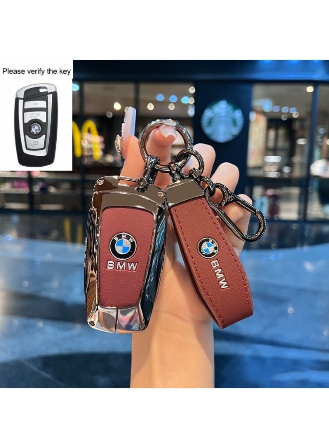 BMW Premium BMW Key Cover Shell for 3 Series 5 Series 7 Series X1 X5 X7 530li 525li - Red Leather Rope Buckle - Image 1