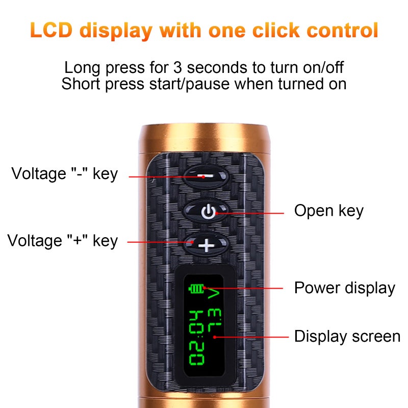 Motor Tattoo Pen Cordless Battery Motor Tattoo Machine Stable Output Adjustable Needle Length Removable Battery with Storage Bag - Image 4
