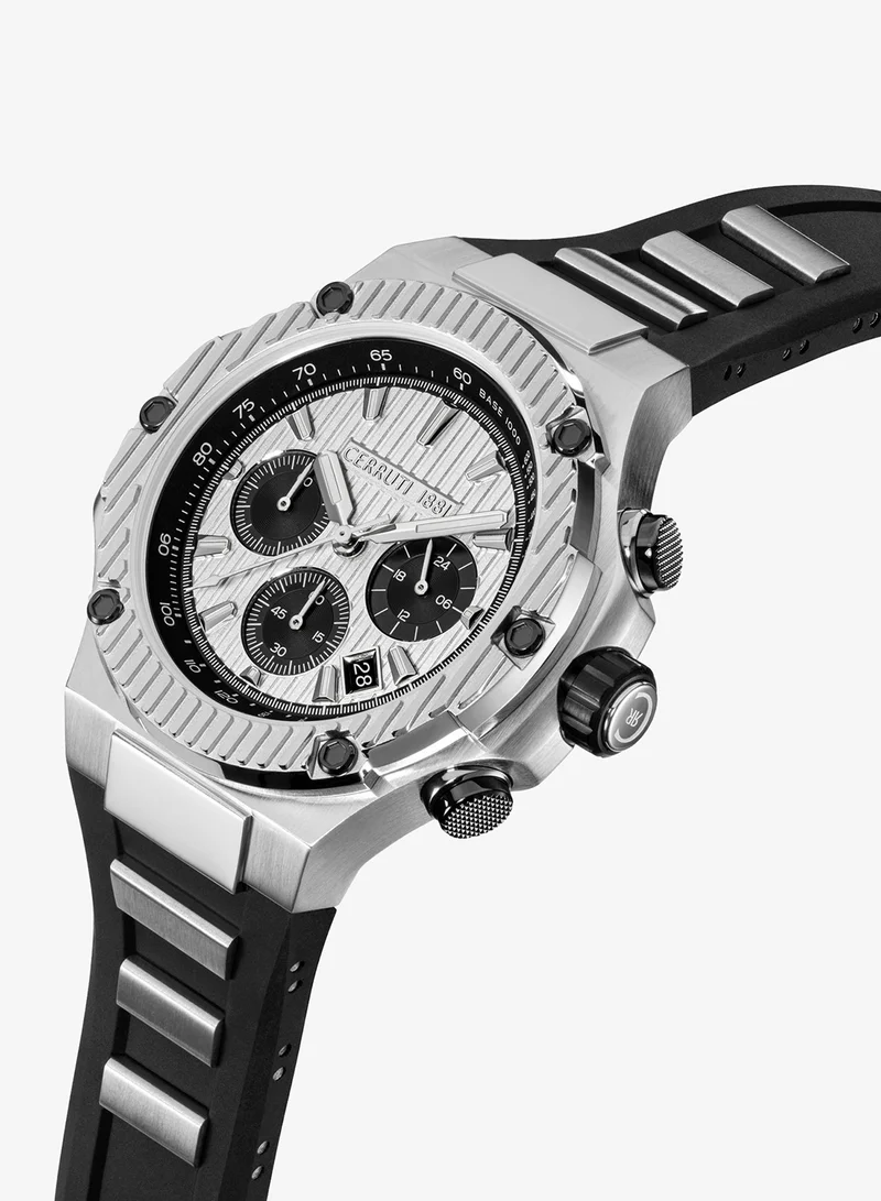CERRUTI 1881 Lucardo Men's Chronograph Watch with Black White Dial & Silicone Strap