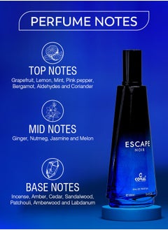 Coral Escape Noir Perfume for Men, Long Lasting Eau De Parfum, 100ml  - Image 2