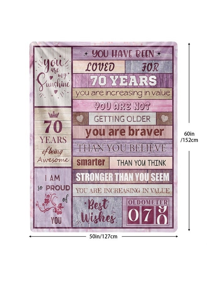 Biapian 70th Birthday Gifts for Women, 70th Birthday Blanket for Her 70 Year Old Famale Gift Ideas Birthday Throw Blanket Gifts for 70 Year Old Birthday Gift for Women Wife Mom Grandma 50"x60" - Image 2