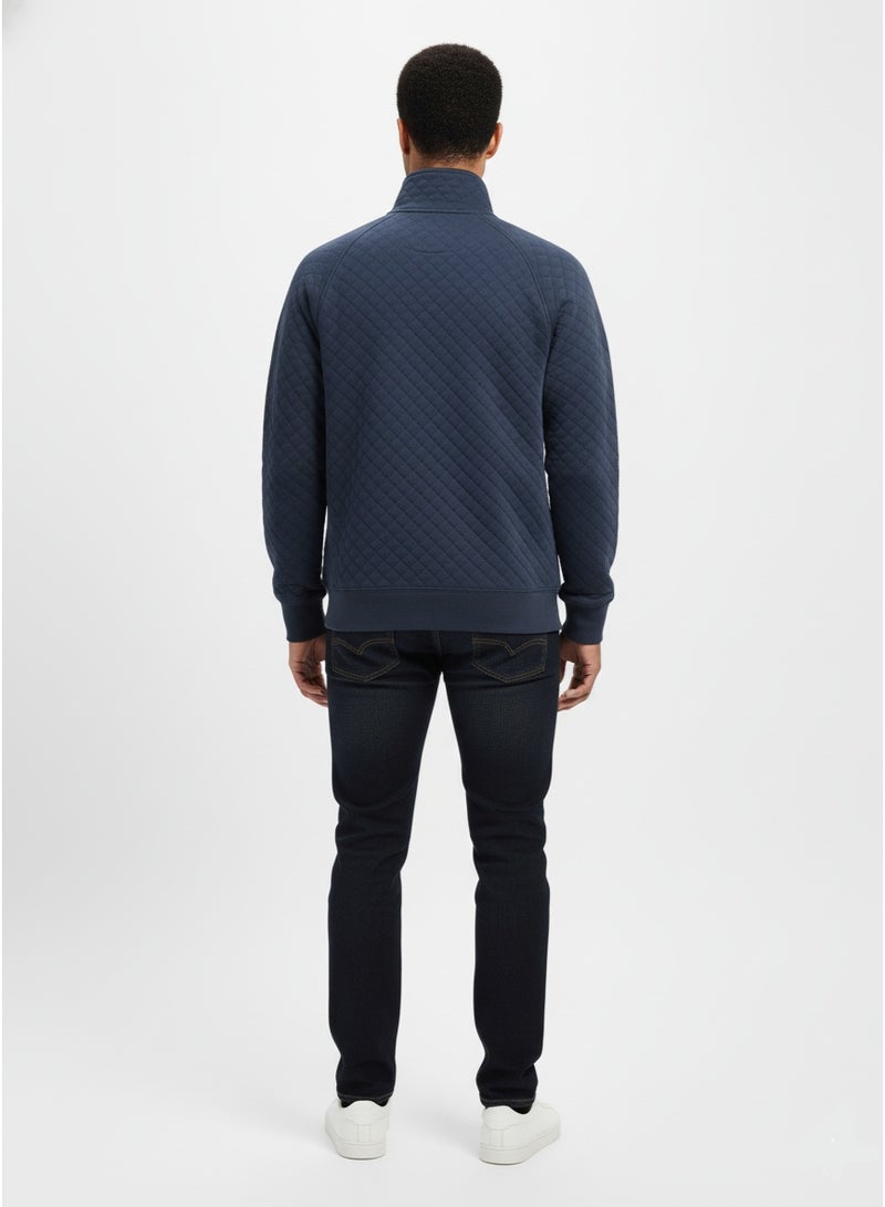 Blue 84 Men's Quilted Mock-Neck Button Placket Sweatshirt Men's Pullover With Pockets - Image 4