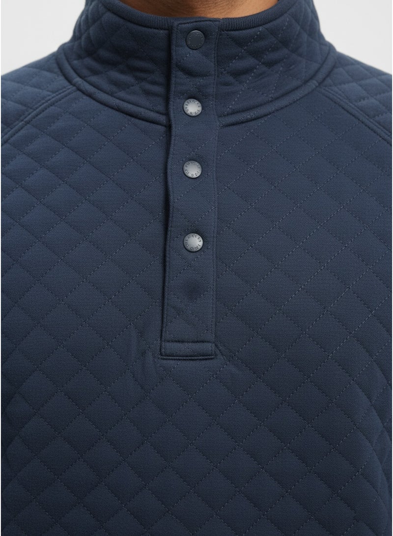 Blue 84 Men's Quilted Mock-Neck Button Placket Sweatshirt Men's Pullover With Pockets - Image 5