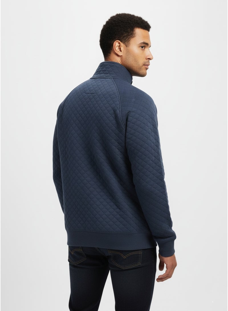 Blue 84 Men's Quilted Mock-Neck Button Placket Sweatshirt Men's Pullover With Pockets - Image 3