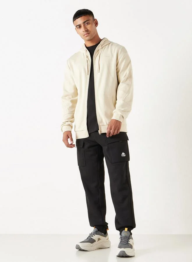 كابا هودي سادة بسحاب وأكمام طويلة وجيب كنغر من كابا