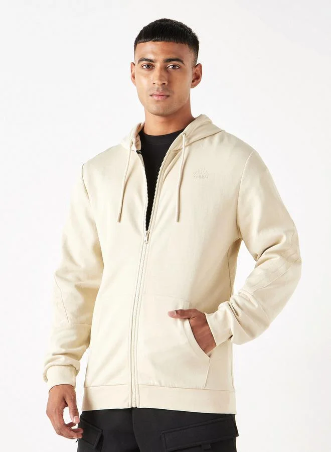 Kappa Solid Zip Through Hoodie with Long Sleeves and Kangaroo Pocket