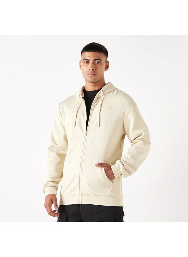 Kappa Kappa Solid Zip Through Hoodie with Long Sleeves and Kangaroo Pocket