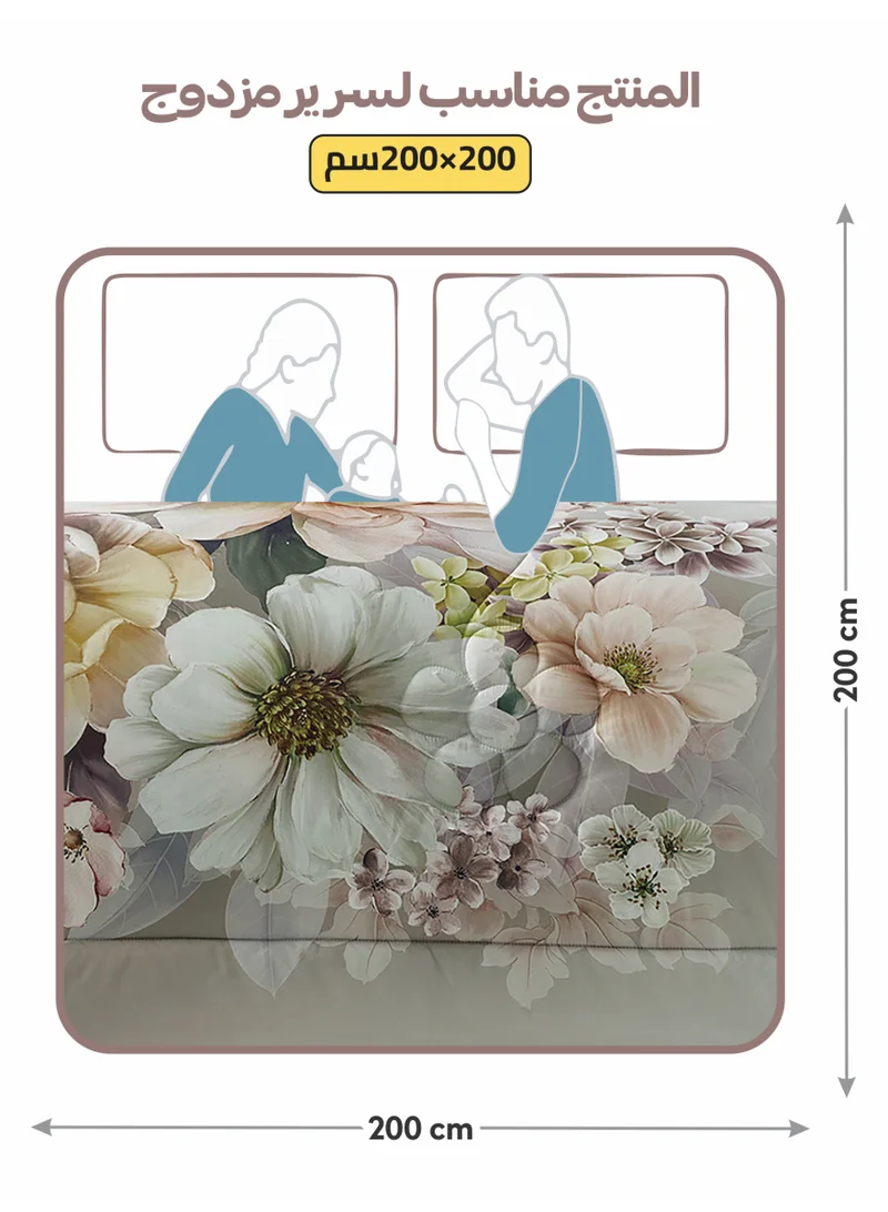 Donetella Bedding Comforter Set, King Size Fits 200x200 cm - 6-Pcs Digital Print Quilted Bed Set, Microfiber Fabric - 1 Comforter, 1 Fitted Sheet, 2 Pillow Shams, 2 Pillowcases.