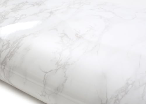 ROSEROSA Peel and Stick Glossy Faux Marble Architectural Film Self-Adhesive Vinyl Film Wallpaper Door Wrap Counter Top Border Mirror Molding Trim PGS408 - Image 1